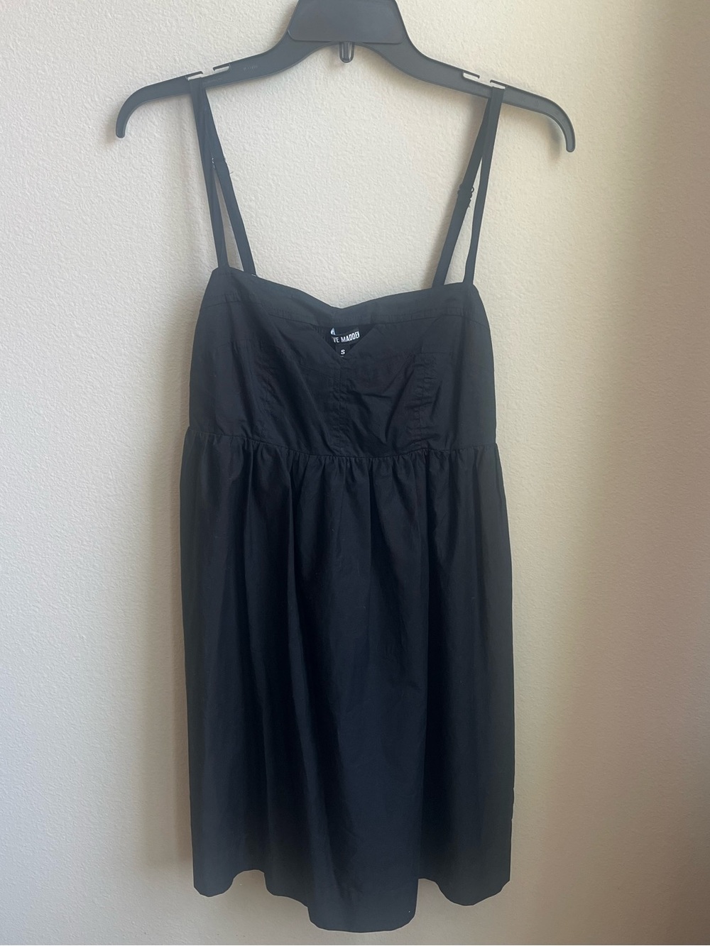 Black Smocked Mini Dress by Steve Madden Minimalist Preppy Coastal Chic Classic - Picture 4 of 9